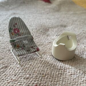 Maileg Micro Floral Bouncer and White Potty Set